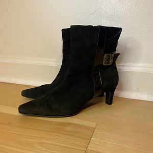 Black Suede Booties Size 8.5
